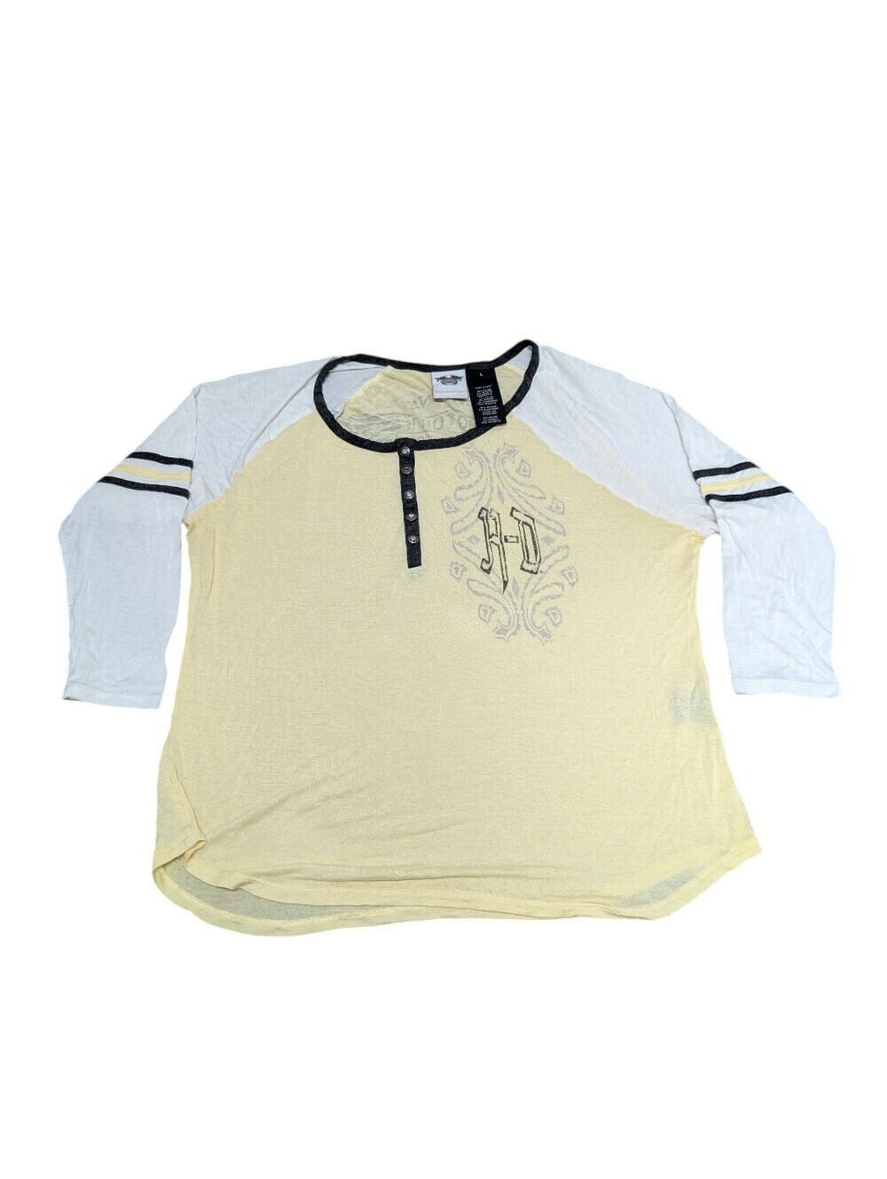 HARLEY-DAVIDSON Motorcycles Women's 3/4 Sleeve Rhinestone Baseball Tee (Large)